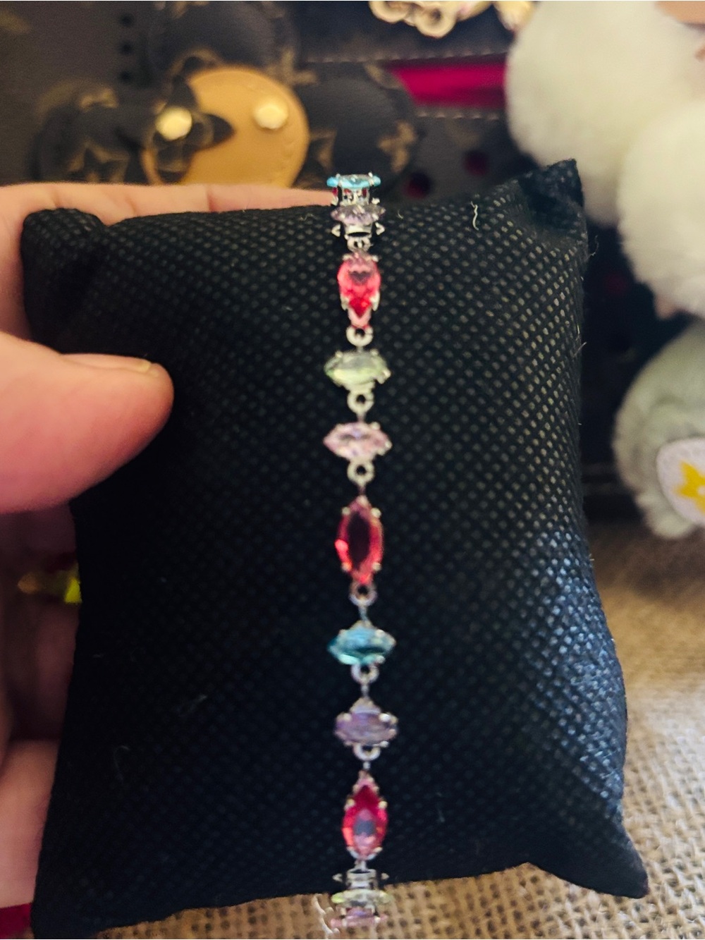 7”-9” Multicolor Crystal Link Bracelet - Women Jewelry